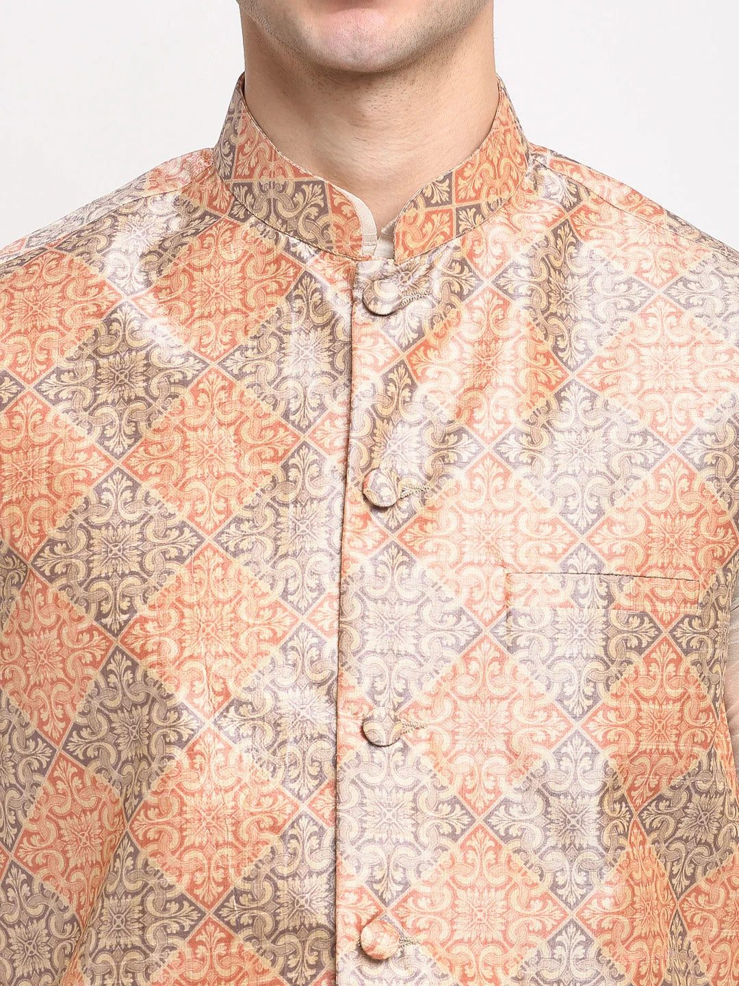 Peach-Purple Nehru Jacket - Nehru Collar Modi Jacket Collection