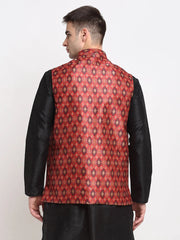 Men's Red Digital Printed Red Waistcoat