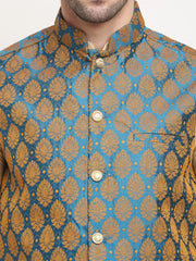 Men's Blue Self-Designed Blue Waistcoat