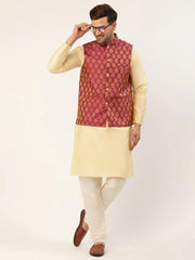 DesiQlo Men's Pink Self-Designed Waistcoat ( JOWC 4026 Pink )