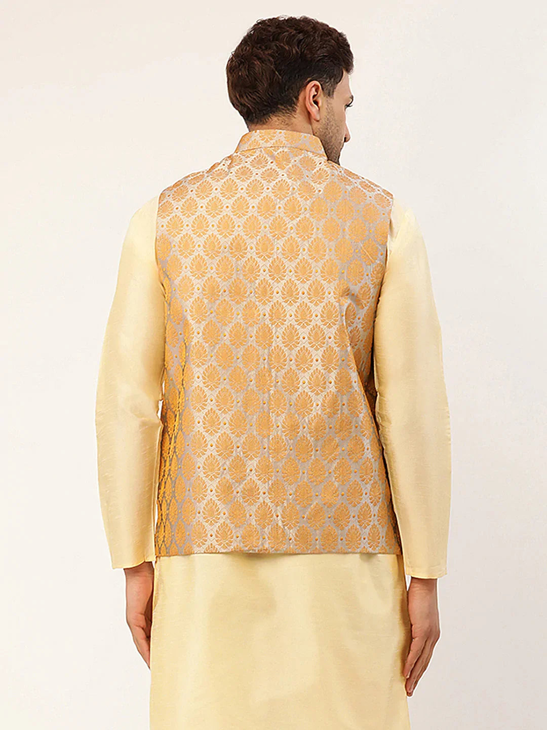 DesiQlo Men Waistcoat Nehru Jacket - Silver