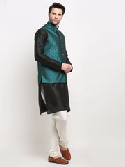 Men's Green Self-Designed Green Waistcoat