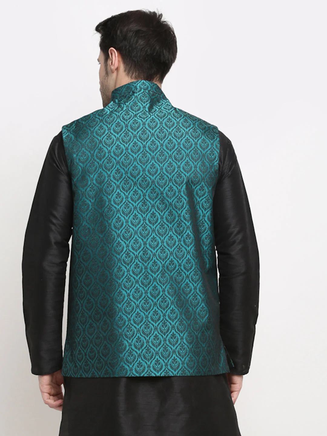Men's Green Waistcoat - Self-Designed Cotton Modi Jacket
