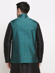 Men's Green Self-Designed Green Waistcoat