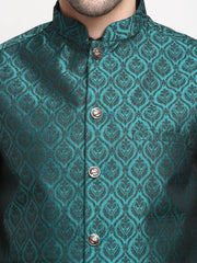 Men's Green Self-Designed Green Waistcoat
