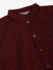 DesiQlo Men's Maroon Self-Designed Maroon Waistcoat ( JOWC 4027 Maroon )