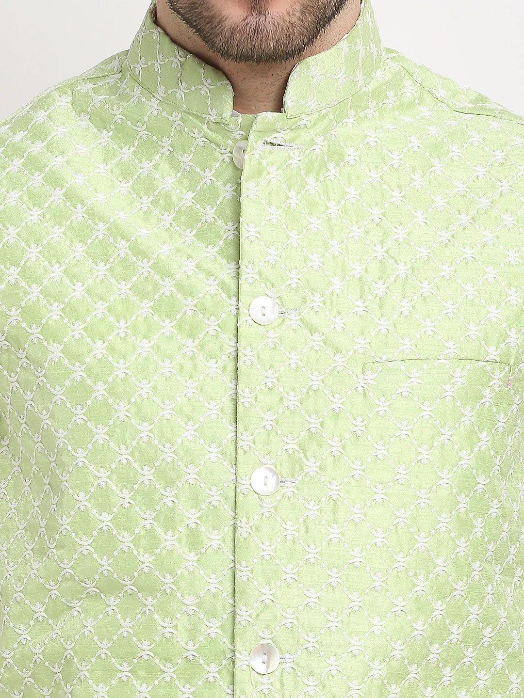 Green Nehru Jacket for Wedding - Cotton Ethnic Nehru Jackets
