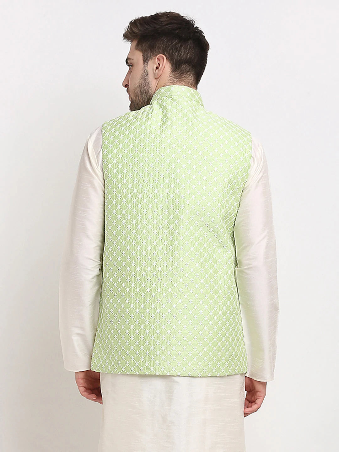 Green Nehru Jacket for Wedding - Cotton Ethnic Nehru Jackets