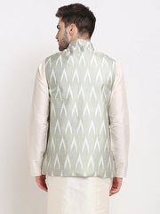 Men's Grey Ikat Printed Nehru Jacket