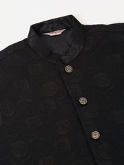 Men's Navy & Black embossed Nehru Jacket ( JOWC 4034 Navy )