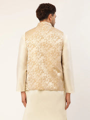 Men's Beige embossed Nehru Jacket( JOWC 4035 Beige )