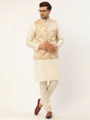 Men's Beige embossed Nehru Jacket( JOWC 4035 Beige )