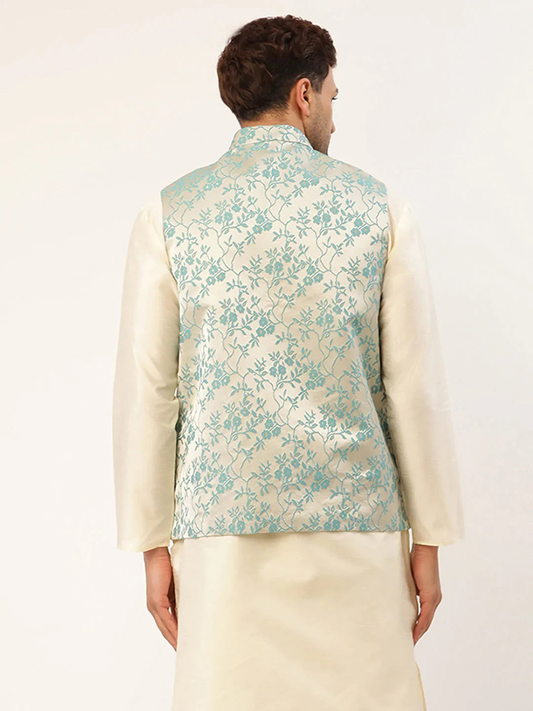 DesiQlo Men Waistcoat Nehru Jacket - Blue - JOWC_4035Blue_S
