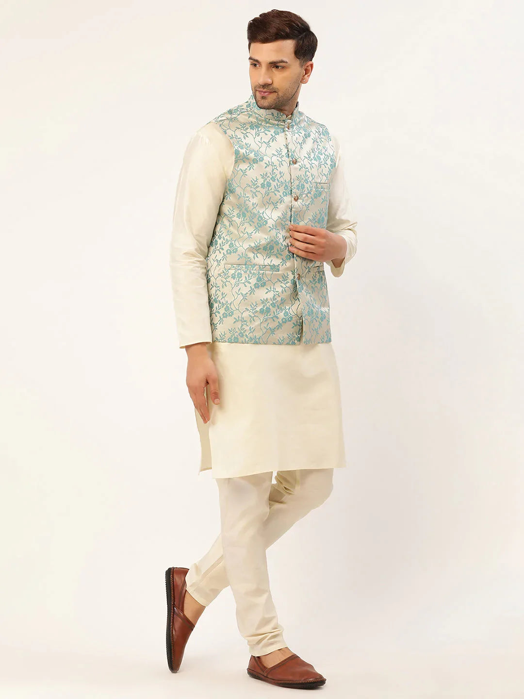 DesiQlo Men Waistcoat Nehru Jacket - Blue - JOWC_4035Blue_S