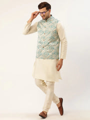 Men's Blue embossed Nehru Jacket( JOWC 4035 Blue )