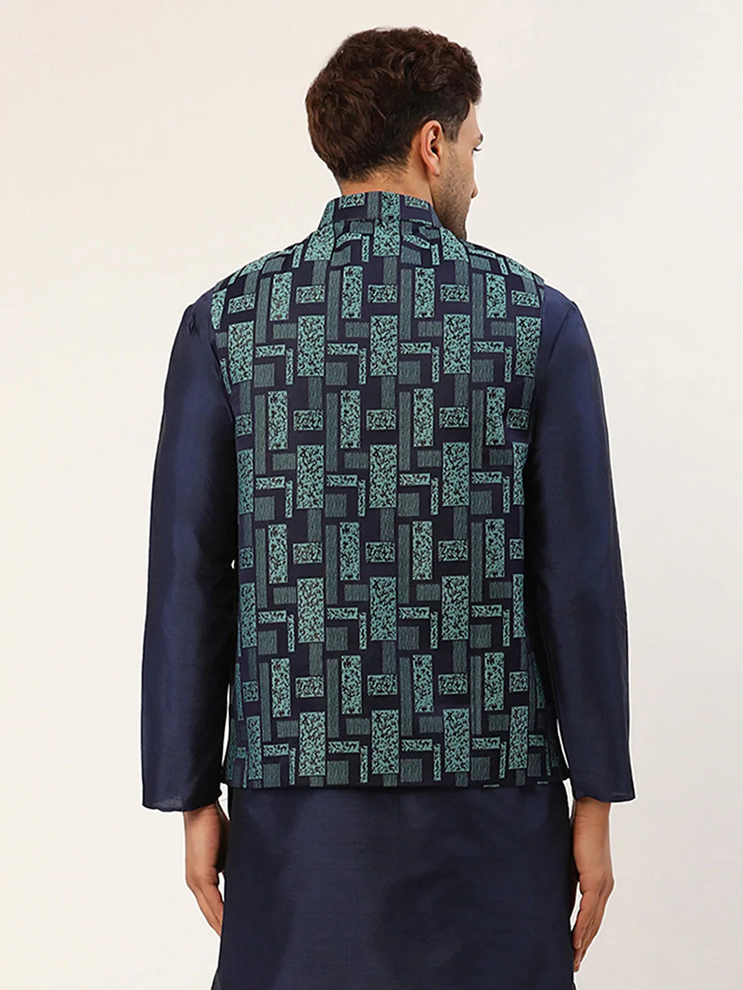 DesiQlo Men Waistcoat Nehru Jacket - Blue - JOWC_4037Blue_S
