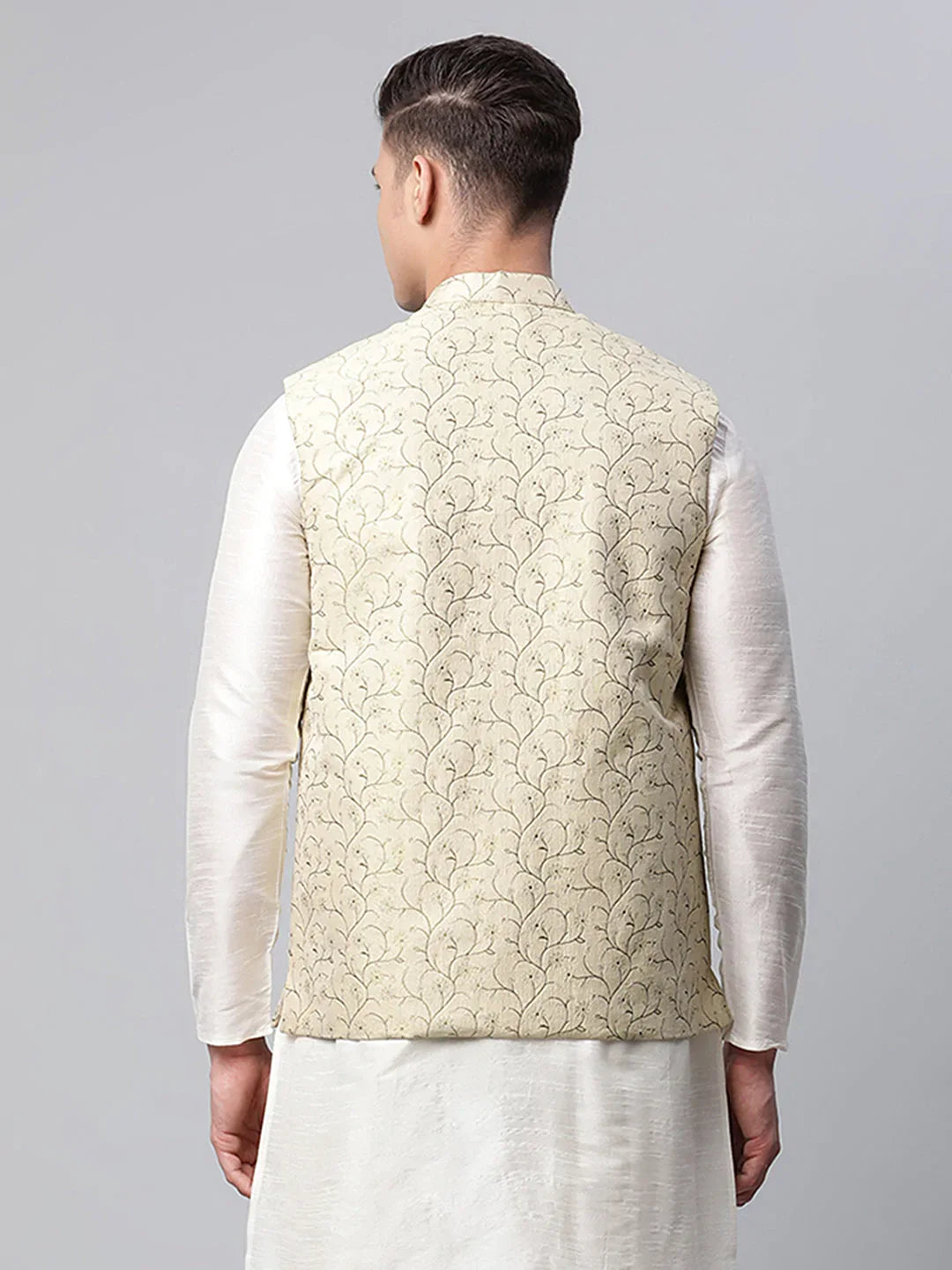 DesiQlo Men Waistcoat Nehru Jacket - Beige - JOWC_4039Beige_S