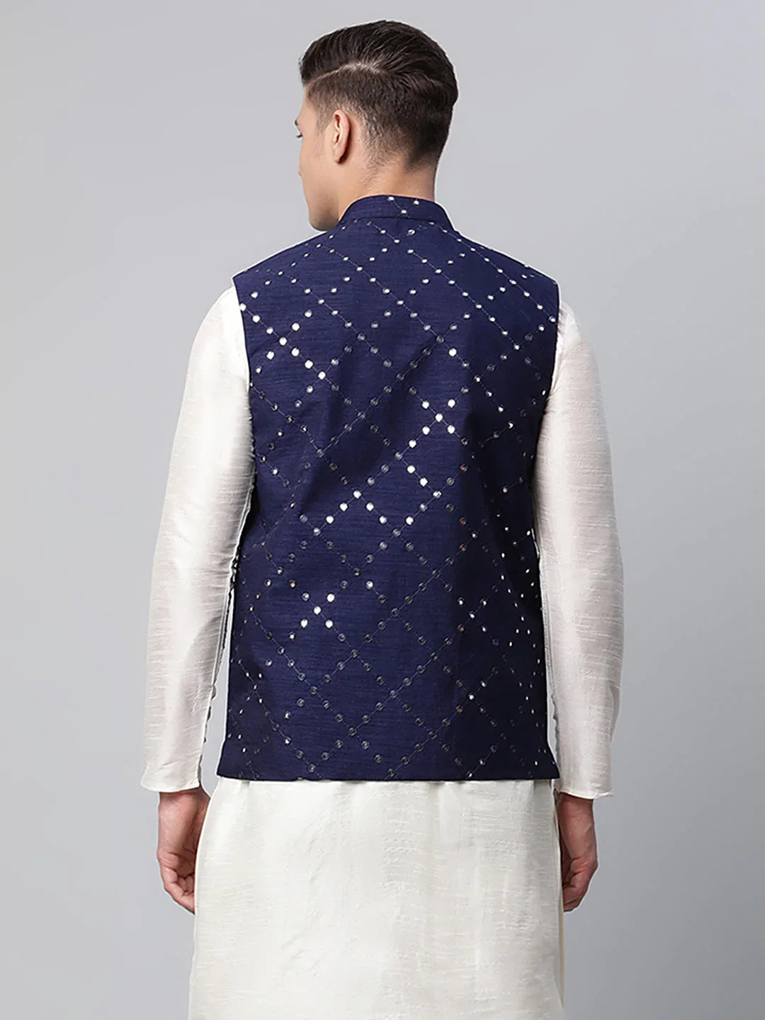 DesiQlo Men Waistcoat Nehru Jacket - Blue - JOWC_4040Navy_S
