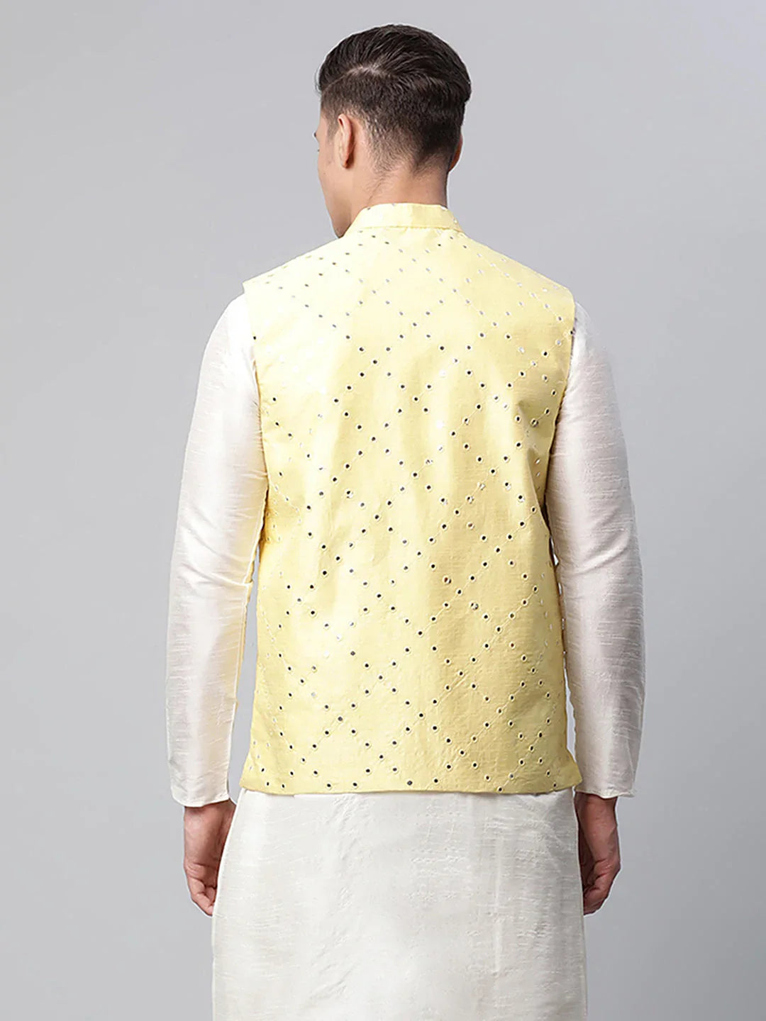 DesiQlo Men Waistcoat Nehru Jacket - Yellow - JOWC_4040Yellow_S