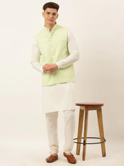 Men's Green Embroidered Nehru Jackets( JOWC 4041 Green )