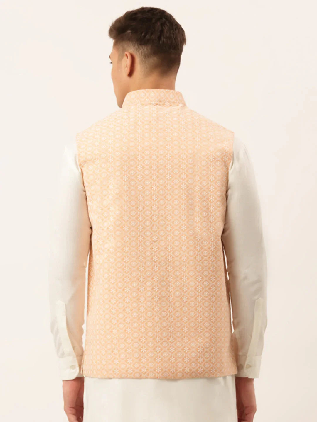 DesiQlo Men Waistcoat Nehru Jacket - Orange