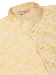 Men's Golden Floral Design Nehru Jacket.( JOWC 4042 Golden )