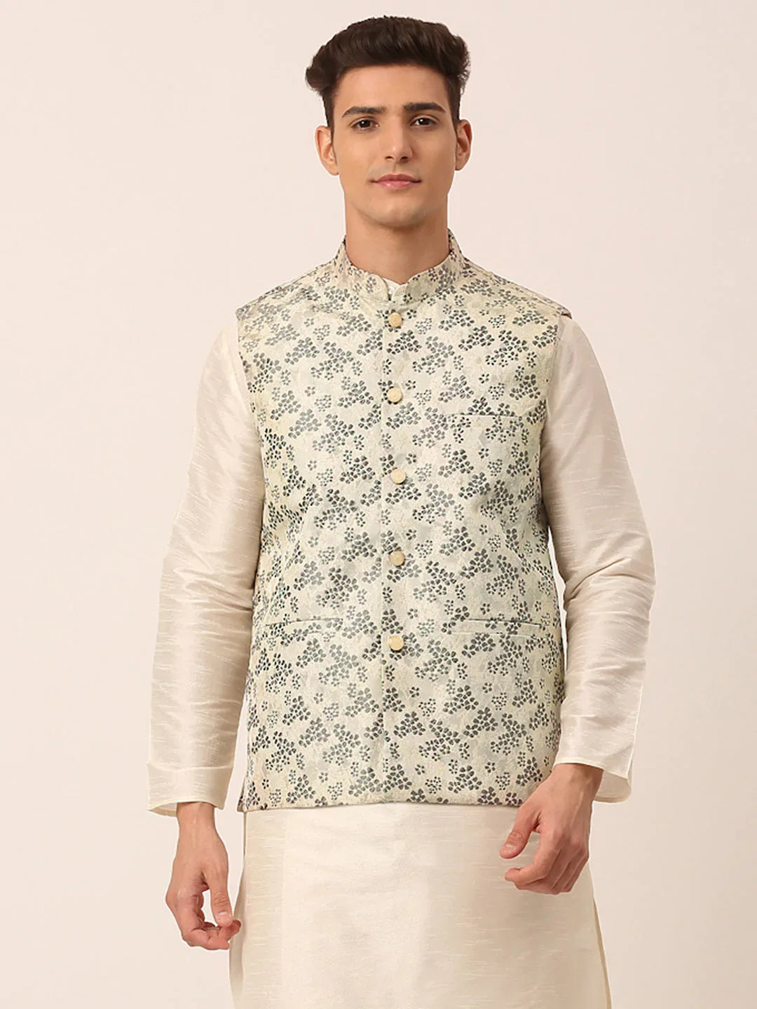 DesiQlo Men Waistcoat Nehru Jacket - Grey