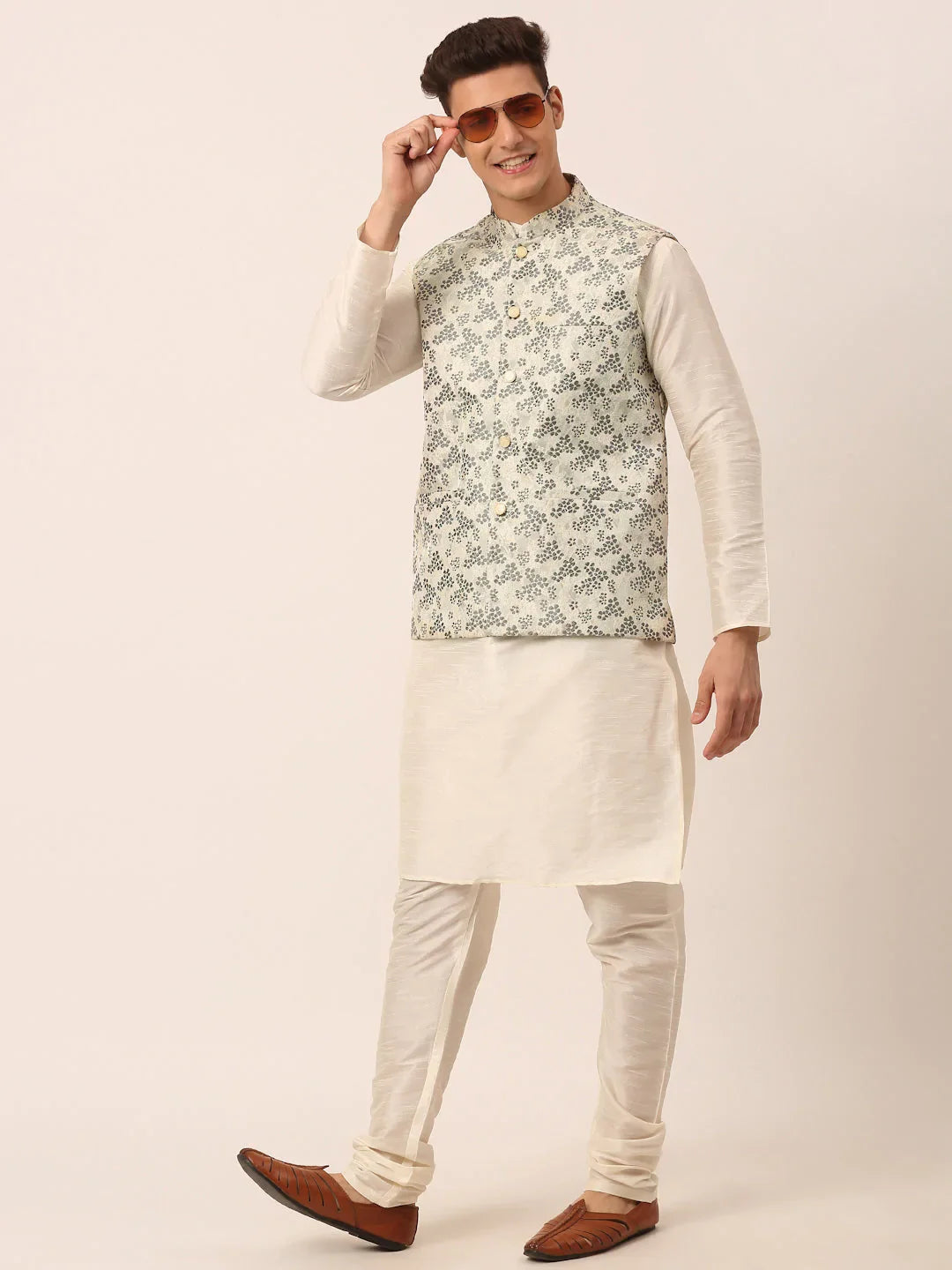 DesiQlo Men Waistcoat Nehru Jacket - Grey