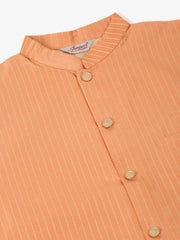 Men Peach & Golden Embroidered Nehru Jackets ( JOWC 4043 Peach )