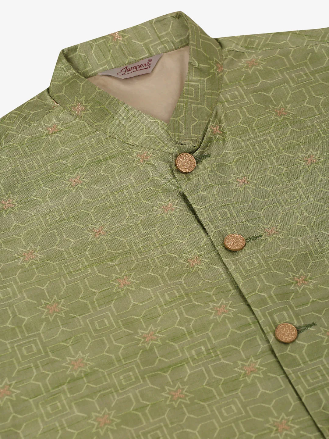 DesiQlo Men Waistcoat Nehru Jacket - Green - JOWC_4045Pista_S