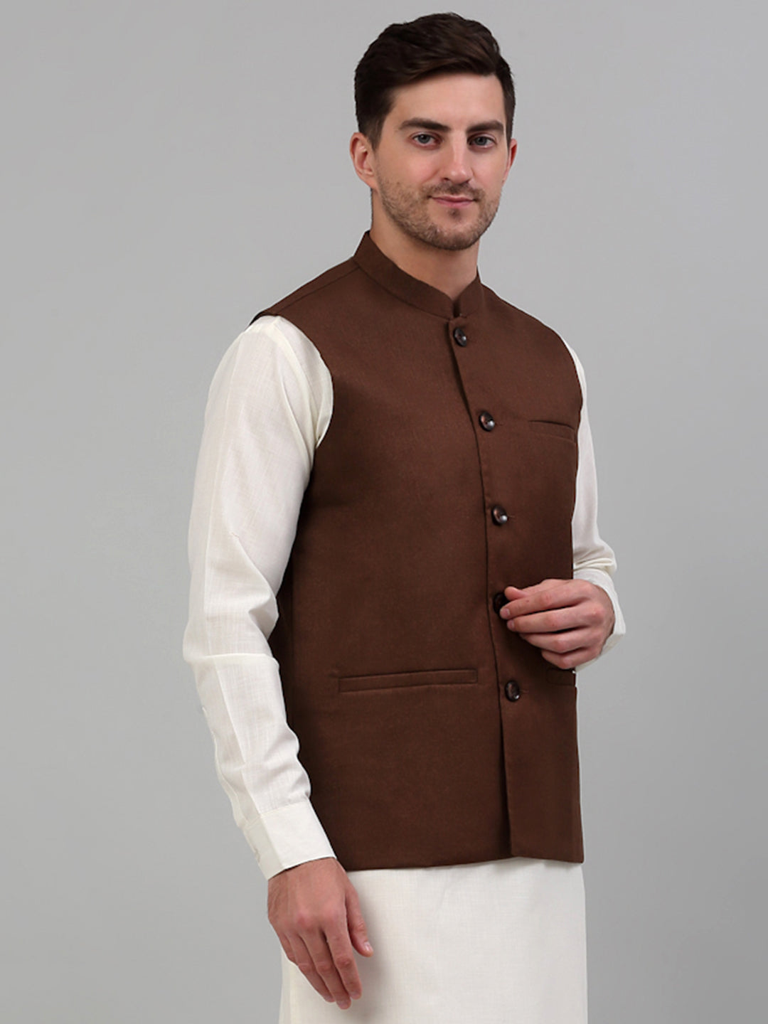 Men's Brown Nehru Jacket - Cotton Nehru Jackets for Weddings