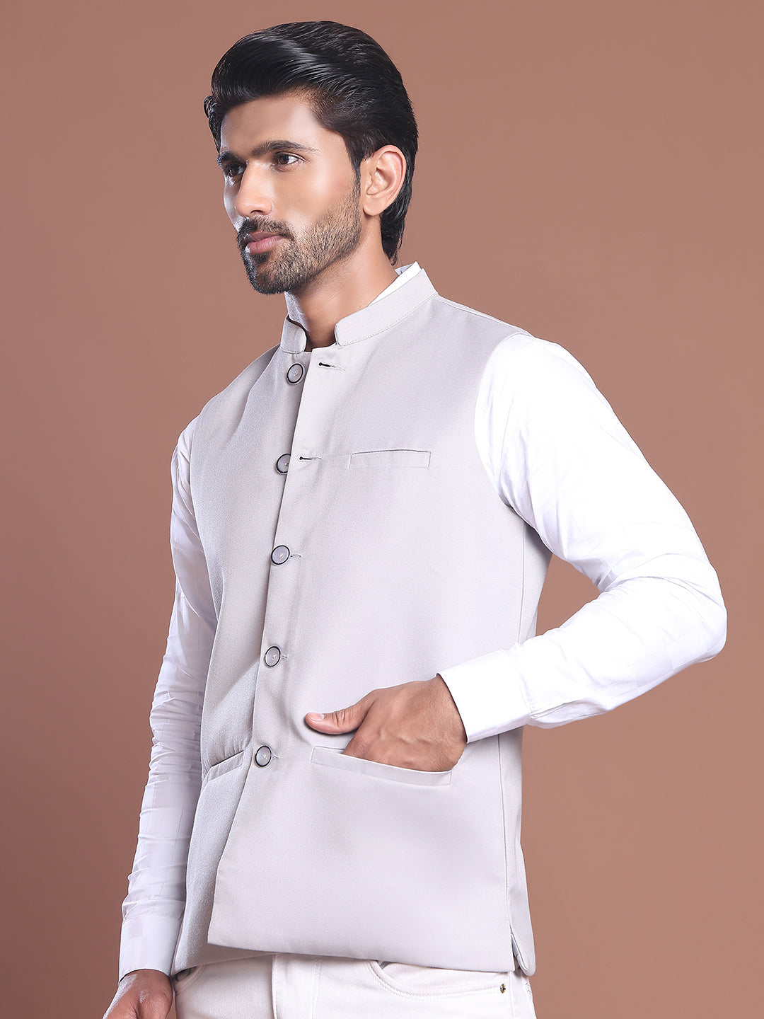 DesiQlo Men Solid Men Waistcoat Nehru Jacket - Multicolor