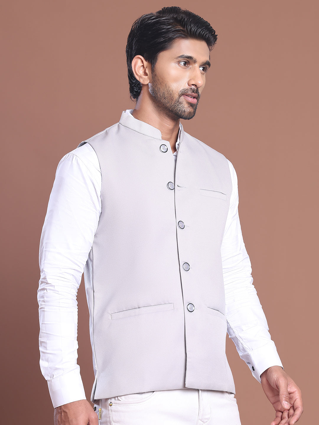 DesiQlo Men Solid Men Waistcoat Nehru Jacket - Multicolor