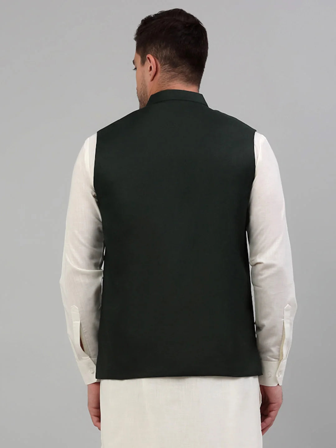 Olive Green Cotton Nehru Jacket - Ethnic Nehru Jackets for Men