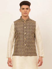Men's Embroidered Waistcoat ( JOWC 4049Brown )-JOWC-4049