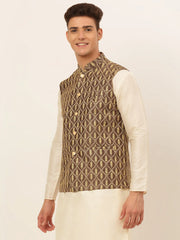 Men's Embroidered Waistcoat ( JOWC 4049Brown )-JOWC-4049
