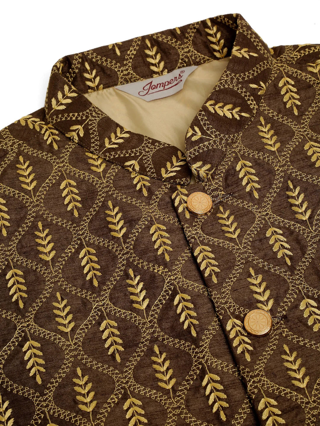 Brown Embroidered Nehru Jacket: Stylish Men's Ethnic Waistcoat