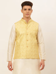 Men's Embroidered Waistcoat ( JOWC 4049Golden )-JOWC-4049