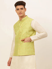 Men's Embroidered Waistcoat ( JOWC 4049Green )-JOWC-4049