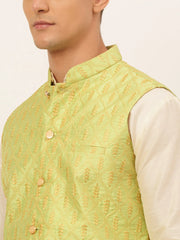 Men's Embroidered Waistcoat ( JOWC 4049Green )-JOWC-4049