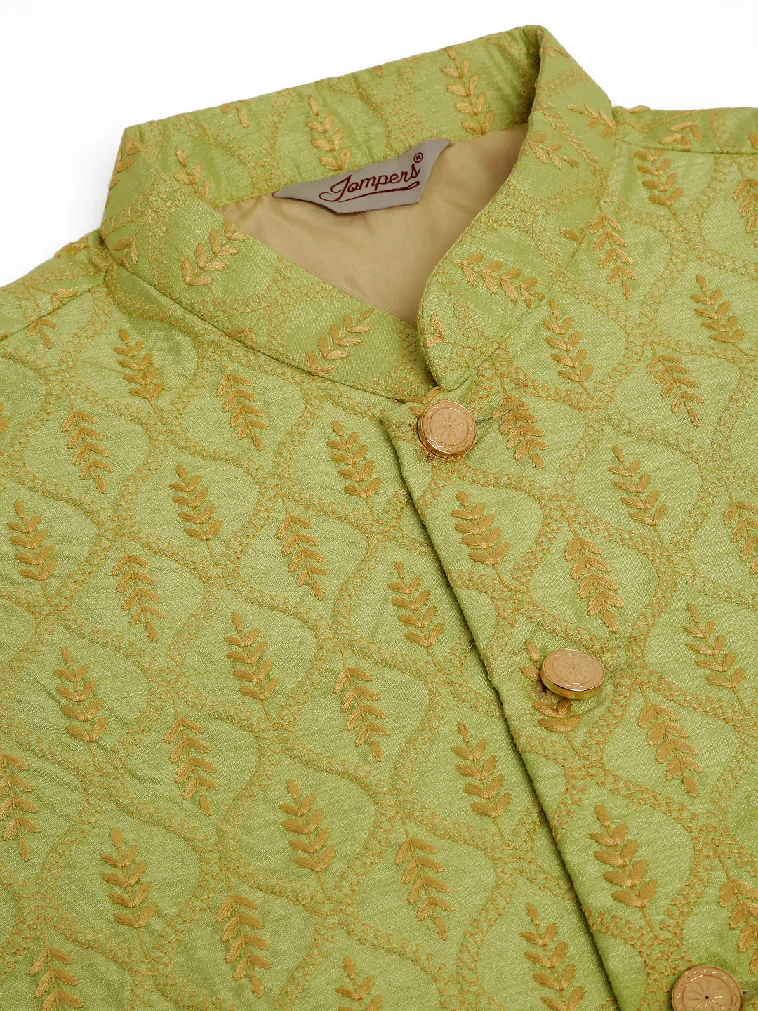 Green Nehru Jacket: Men's Ethnic Wear Cotton Waistcoat | Wedding