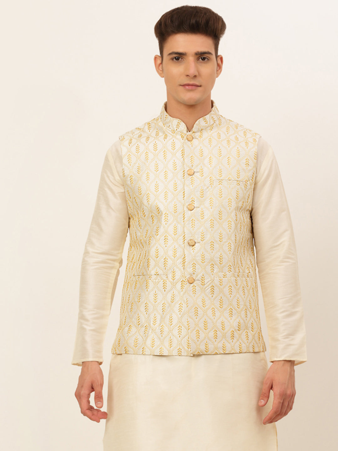 Men's Embroidered Waistcoat ( JOWC 4049Silver )-JOWC-4049