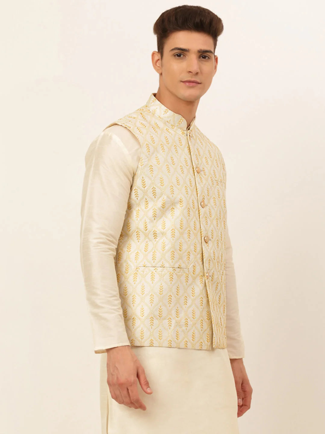 Silver Cotton Nehru Jacket: Men's Ethnic Wear Waistcoat | Modi