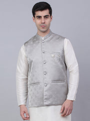 Men's Grey Woven Design Waistcoats ( JOWC 4050Grey )-JOWC-4050