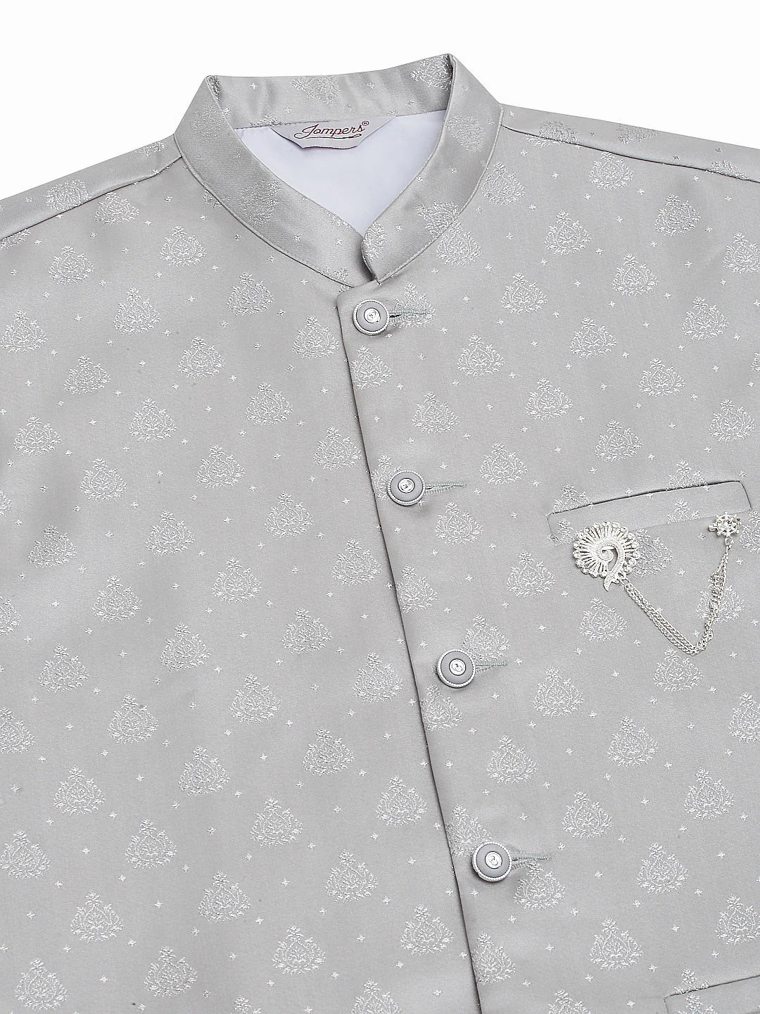 Grey Cotton Nehru Jackets: Men's Ethnic Wear Woven Waistcoat