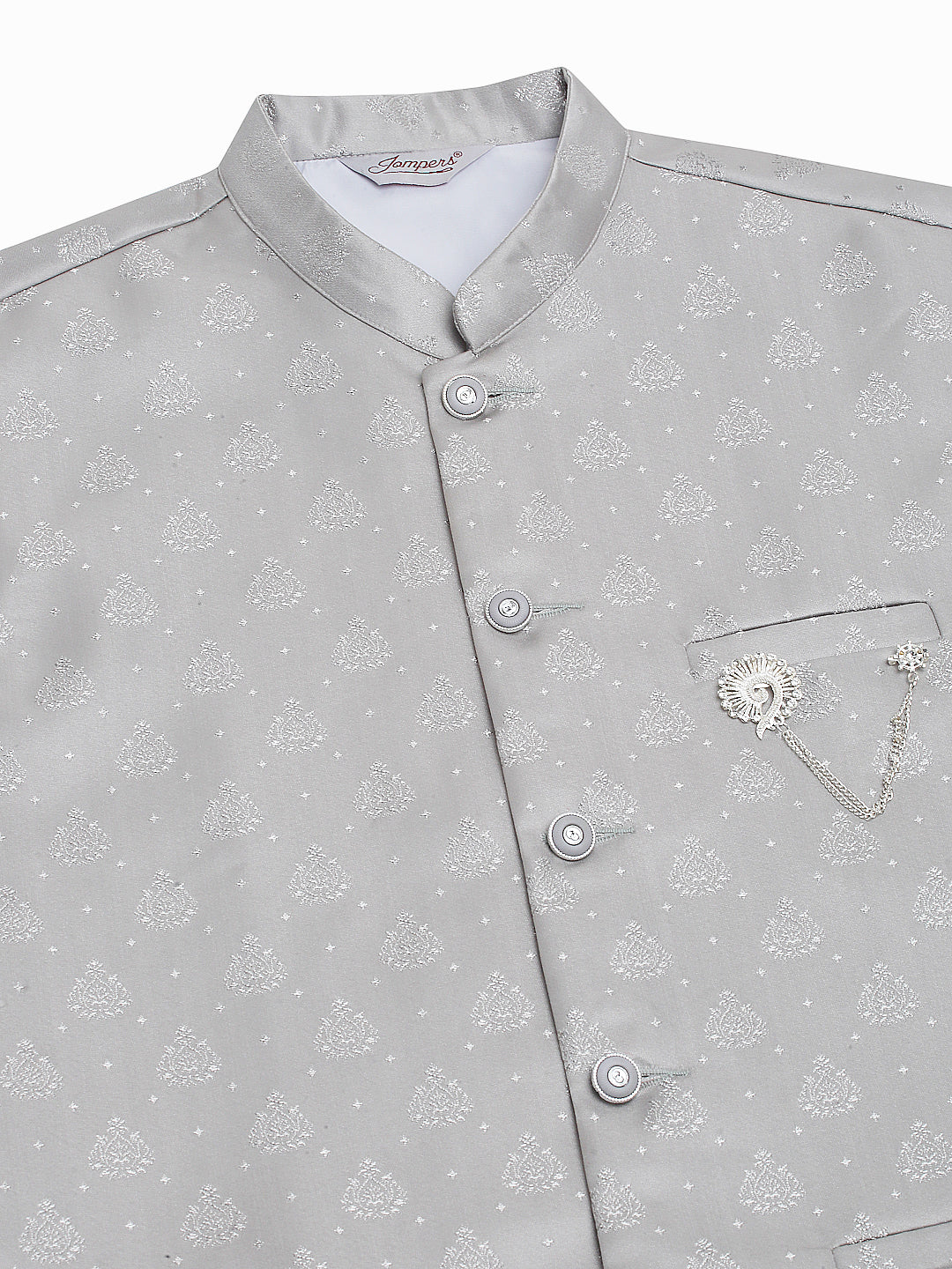 Grey Cotton Nehru Jackets: Men's Ethnic Wear Woven Waistcoat