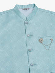 Men's Sky Blue Woven Design Waistcoats ( JOWC 4050Sky )-JOWC-4050