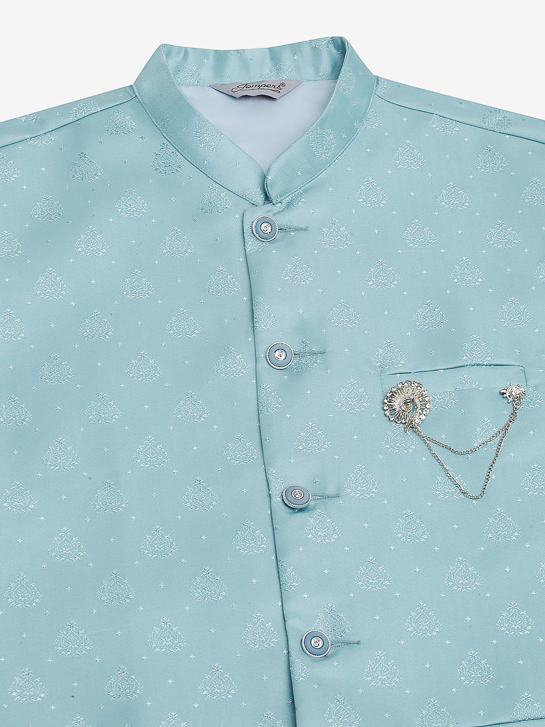 Sky Blue Nehru Jacket: Men's Woven Ethnic Waistcoat | Cotton