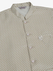 Men's Beige Woven Design Waistcoats ( JOWC 4066Beige )-JOWC-4066