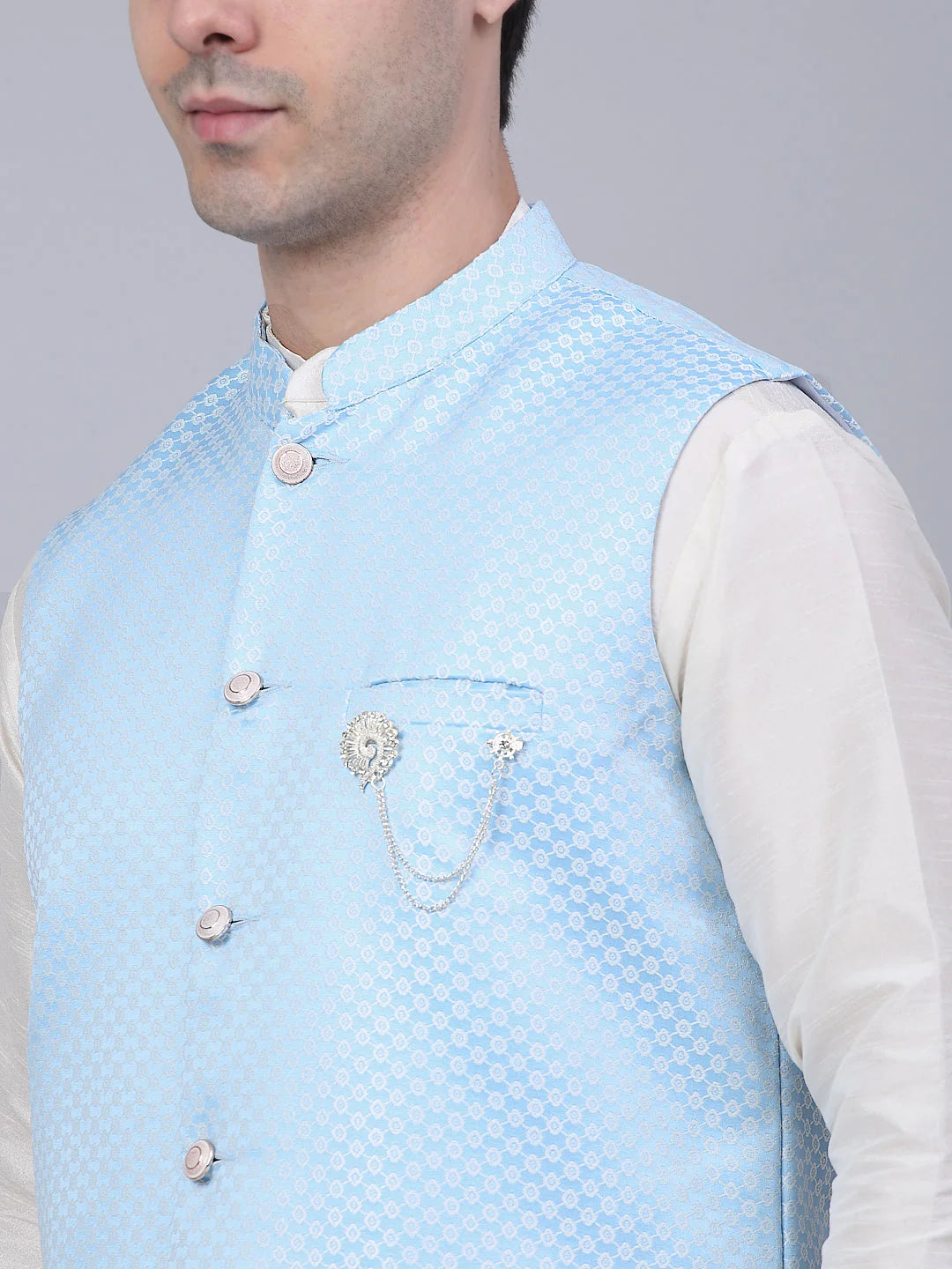 Blue Cotton Nehru Jacket: Stylish Men's Ethnic Wear